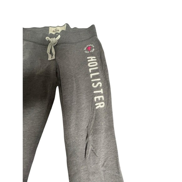 Hollister Joggers Sweatpants Womens Size S Low Rise Gray Logo Drawstring Y2K - Picture 2 of 8